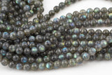 Natural AAA Blue Labradorite 4mm 6mm 8mm 10mm 12mm Round Beads Nothing But Fire Best Quality Large Round Labradorite Beads 15.5" Smooth