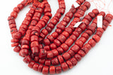Bamboo Red Coral Natural Barrel Shaped Beads. Large Size- 18mm-15.5 inch strand Gemstone Beads- Nigerian Wedding Beads