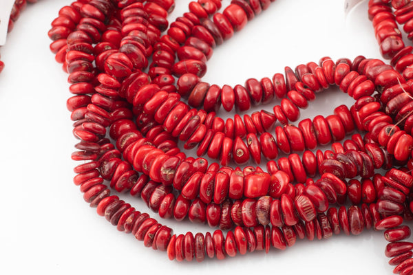 Natural Bamboo Coral Free form Roundel Beads. Medium Size- 10mm or 12mm-15.5 inch strand Gemstone Beads