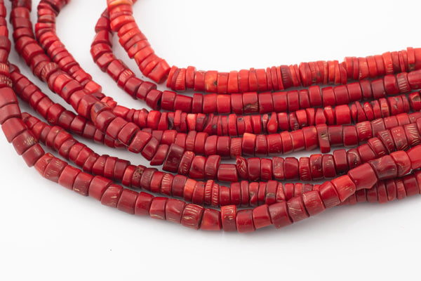 Natural Bamboo Coral Free form Heishi Beads. Medium Size- 10mm or 12mm-15.5 inch strand Gemstone Beads