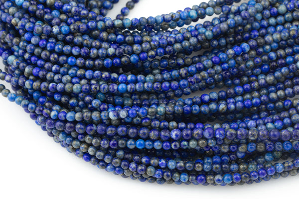 Natural Lapis Lazuli Beads Small 2.5mm 3mm 3.5mm 4mm Round Smooth Small Sizes - Full Strands Gemstone Beads High Quality Untreated No Dye