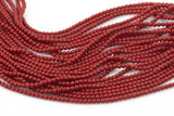 2mm or 3mm Crystal Round -2 or 5 or 10 STRANDS- Extra Fine-15.5 inches long about 100+ Beads - Dark Red Coral