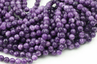 Speckled Purple - JADE Smooth Round- 6mm 8mm 10mm 12mm-Full Strand 15.5 inch Strand AAA Quality