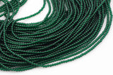 2mm or 3mm Crystal Round -2 or 5 or 10 STRANDS- Extra Fine-15.5 inches long about 100+ Beads -Dark Green