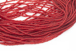 2mm or 3mm Crystal Round -2 or 5 or 10 STRANDS- Extra Fine-15.5 inches long about 100+ Beads -Matte Red