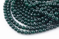 Dark EverGreen - JADE Smooth Round- 6mm 8mm 10mm 12mm-Full Strand 15.5 inch Strand AAA Quality