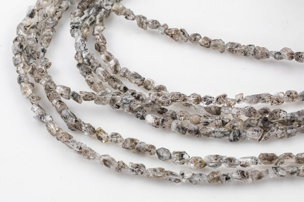Super Clear Natural Herkimer Diamond Quartz Beads 6mm Double Pointed Quartz 14" Strand Top Drilled-