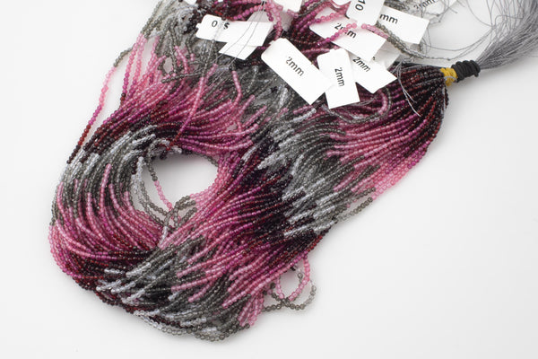 2mm Crystal Round 1 or 2 or 5 or 10 STRANDS- 14.5 inch strand- Pink Umbre