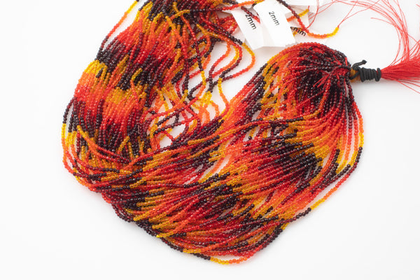 2mm Crystal Round 1 or 2 or 5 or 10 STRANDS- 14.5 inch strand- Red Umbre