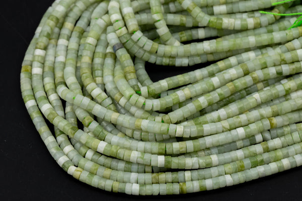 Natural Jadeite Heishi Discs Beads 2x4mm 3x6mm 15.5" Strand