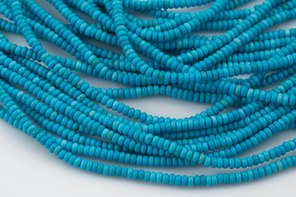 Magnesite Turquoise - High Quality in Smooth Saucer Roundel, 4mm Flat Rondel 15 Inches Thin Roundel