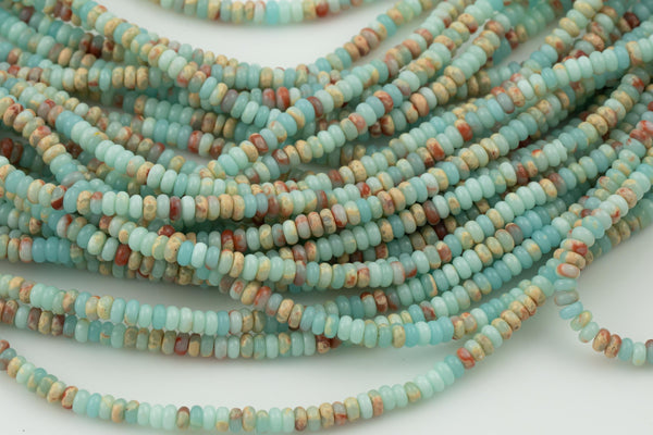 Sea Sediment Jasper - High Quality in Smooth Saucer Roundel, 4mm Flat Rondel 15 Inches Thin Roundel