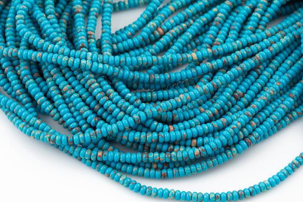 Blue Sea Sediment Jasper - High Quality in Smooth Saucer Roundel, 4mm Flat Rondel 15 Inches Thin Roundel