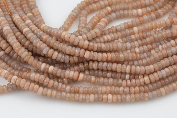 Pink Sunstone - High Quality in Smooth Saucer Roundel, 4mm Flat Rondel 15 Inches Thin Roundel
