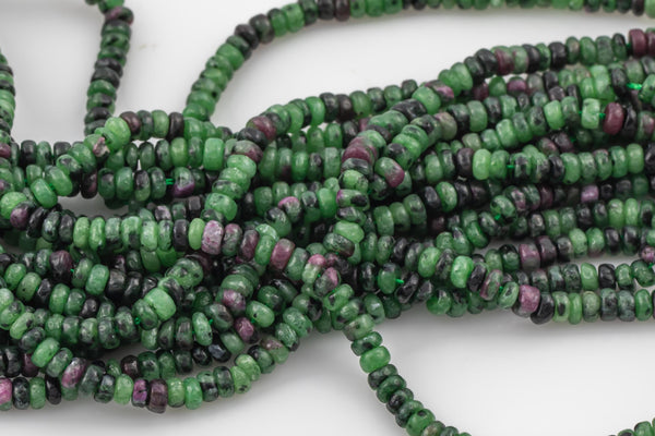 Ruby Zoisite - High Quality in Smooth Saucer Roundel, 4mm Flat Rondel 15 Inches Thin Roundel