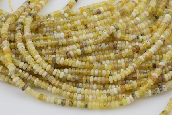 Yellow Opal - High Quality in Smooth Saucer Roundel, 4mm Flat Rondel 15 Inches Thin Roundel