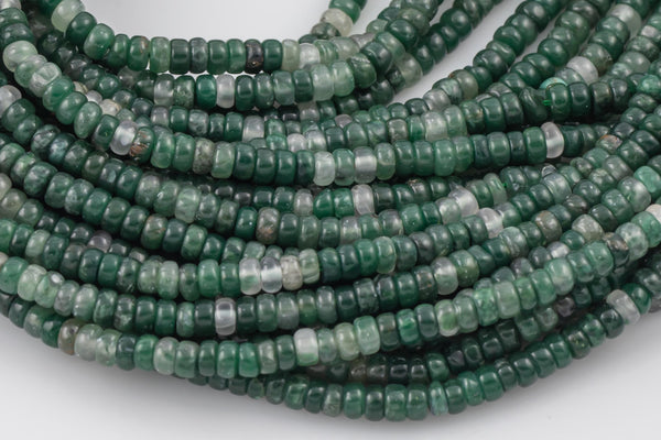 Moss Agate - High Quality in Smooth Saucer Roundel, 4mm Flat Rondel 15 Inches Thin Roundel