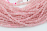 Rose Quartz- High Quality in Smooth Saucer Roundel, 4mm Flat Rondel 15 Inches Thin Roundel