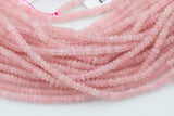 Rose Quartz- High Quality in Smooth Saucer Roundel, 4mm Flat Rondel 15 Inches Thin Roundel