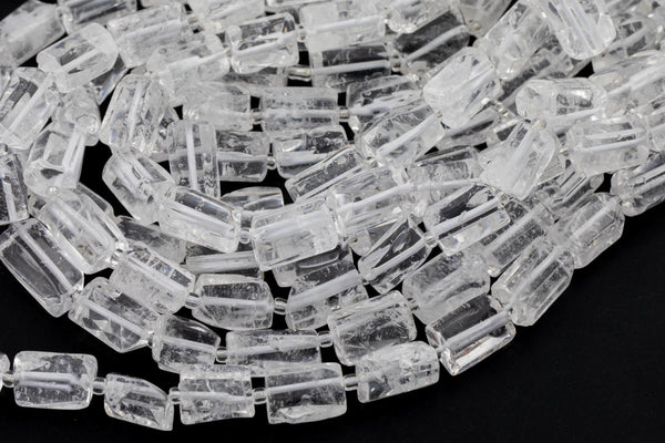 Natural Quartz- Freeform Barrel Beads- High Quality- 9x13mm- Full Strand 16" - 24 Pieces Gemstone Beads