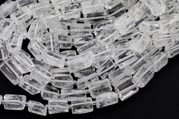 Natural Quartz- Freeform Barrel Beads- High Quality- 9x13mm- Full Strand 16" - 24 Pieces Gemstone Beads