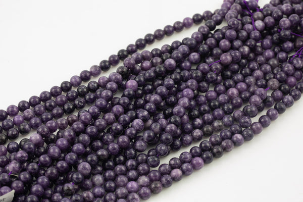 Natural Purple Mica Lepidolite Beads Intense Purple High Quality Round 4mm 6mm 8mm 10mm 12mm 15.5 inch Strand AAA Quality