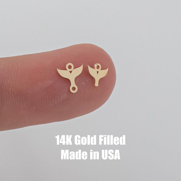 Whale Tail Permanent Jewelry Connector or Charm- Intricate Detail - 14kt gold filled or Sterling Silver - Made in the USA - Custom