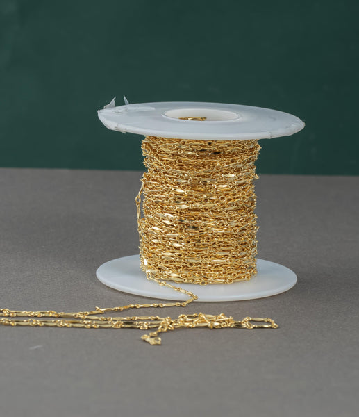 Gold Filled Flat Tubed Chain, 3 plus 1 Oval Links, Wholesale, USA Made, Chain by foot