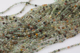 3mm 4mmNatural Green Rutilated Quartz Beads Green Phantom + Rutiled Quartz 3mm 4mm Loose Beads Full Strand 15.5" Strand