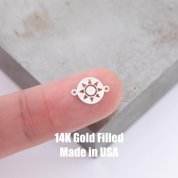 Sunburst Sun Burst Permanent Jewelry Connector- Intricate Detail - 14kt gold filled or Sterling Silver - Made in the USA