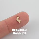 Moon Permanent Jewelry Connector or Charm- Intricate Detail - 14kt gold filled or Sterling Silver - Made in the USA