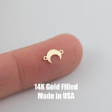 Moon Permanent Jewelry Connector or Charm- Intricate Detail - 14kt gold filled or Sterling Silver - Made in the USA