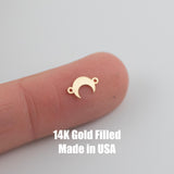 Moon Permanent Jewelry Connector or Charm- Intricate Detail - 14kt gold filled or Sterling Silver - Made in the USA