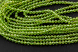 Natural Beautiful TINY 3mm SHARP CUT Peridot semi-round / roundel Gemstone Beads