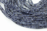 Natural Iolite Quartz Beads Full Strands-15.5 inches-3mm or 4mm- Nice Size Hole- Diamond Cutting, High Facets-Sparkly-Faceted Round