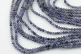 Natural Iolite Quartz Beads Full Strands-15.5 inches-3mm or 4mm- Nice Size Hole- Diamond Cutting, High Facets-Sparkly-Faceted Round