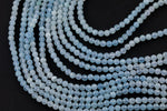 Natural Aquamarine Beads Full Strands 15.5 inches-4mm- Nice Size Hole-Clear-Diamond Cutting, High Facets-Nice Sparkly-Faceted Round