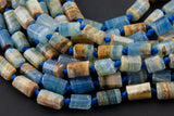 Natural Argentina Lemurian Aquatine Calcite Blue Calcite- Freeform Barrel Beads- High Quality- 7-8x13mm- Full Strand 16" - 24 Pieces