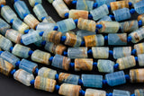 Natural Argentina Lemurian Aquatine Calcite Blue Calcite- Freeform Barrel Beads- High Quality- 7-8x13mm- Full Strand 16" - 24 Pieces
