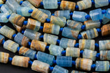 Natural Argentina Lemurian Aquatine Calcite Blue Calcite- Freeform Barrel Beads- High Quality- 7-8x13mm- Full Strand 16" - 24 Pieces
