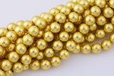 Gorgeous Matte YELLOW Gold Hematite Smooth Round Loose Beads - Natural Hematite Gold Plated 4mm 6mm 8mm 10mm 12mm Full Strand 16"