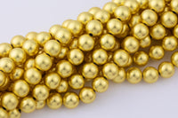 Gorgeous Matte Gold Hematite Smooth Round Loose Beads - Natural Hematite Gold Plated in 4mm 6mm 8mm 10mm 12mm Full Strand 16" AAA Quality