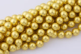 Gorgeous Matte Gold Hematite Smooth Round Loose Beads - Natural Hematite Gold Plated in 4mm 6mm 8mm 10mm 12mm Full Strand 16" AAA Quality