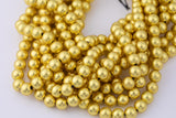 Gorgeous Matte YELLOW Gold Hematite Smooth Round Loose Beads - Natural Hematite Gold Plated 4mm 6mm 8mm 10mm 12mm Full Strand 16"