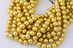 Gorgeous Matte Gold Hematite Smooth Round Loose Beads - Natural Hematite Gold Plated in 4mm 6mm 8mm 10mm 12mm Full Strand 16" AAA Quality