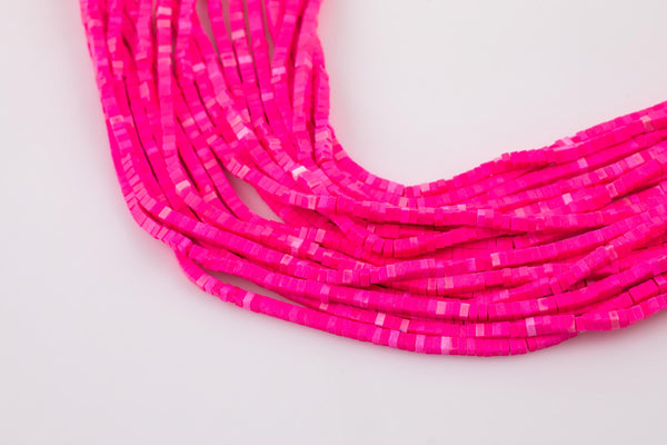 Fusia Pink Jasper Heishi CUbe Beads 12.5mm 15.5" Strand- Extra Fine