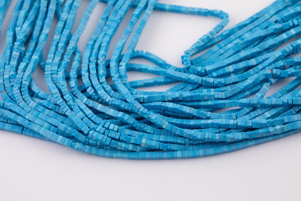 Blue Jasper Heishi Cube Beads 12.5mm 15.5" Strand- Extra Fine