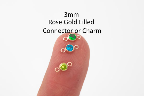 3mm Rose Gold Filled Connectors 14/20- Add-On Birthstone Made in USA Real 14k Gold Filled Charm and Connector