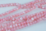 Pink - Mother of Pearl Shell Faceted Cube Beads Size 4mm 15.5" Strand