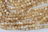 Light Brown- Mother of Pearl Shell Faceted Cube Beads Size 4mm 15.5" Strand